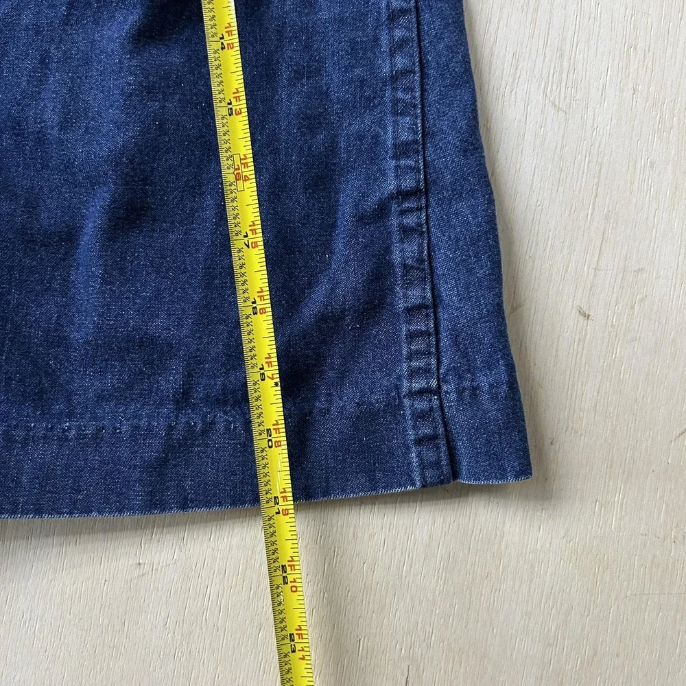 Vintage 70s Sears Denim Culotte Shorts Womens 16 28W Blue Pleated Pockets USA